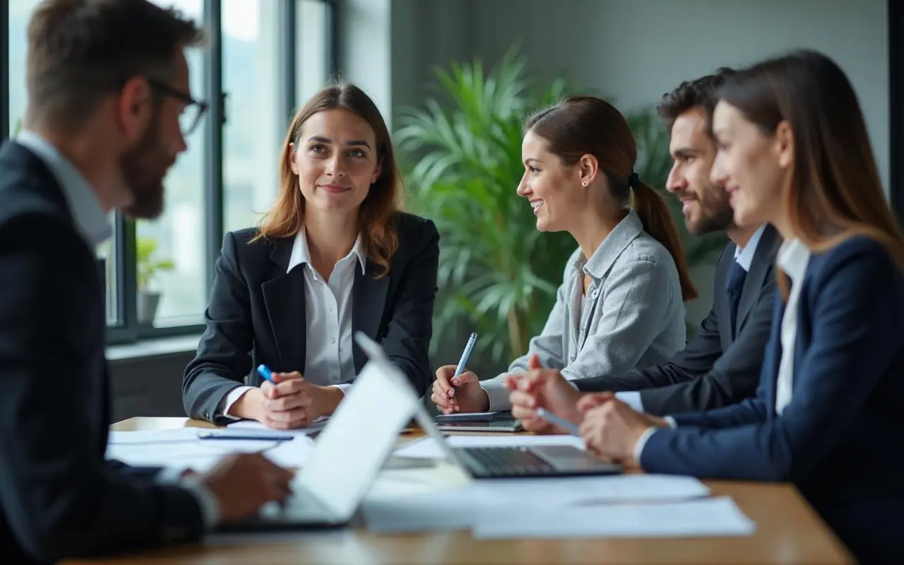 Professionella IT-konsulter som samarbetar vid datorer på modernt kontor - TechServices IT experter