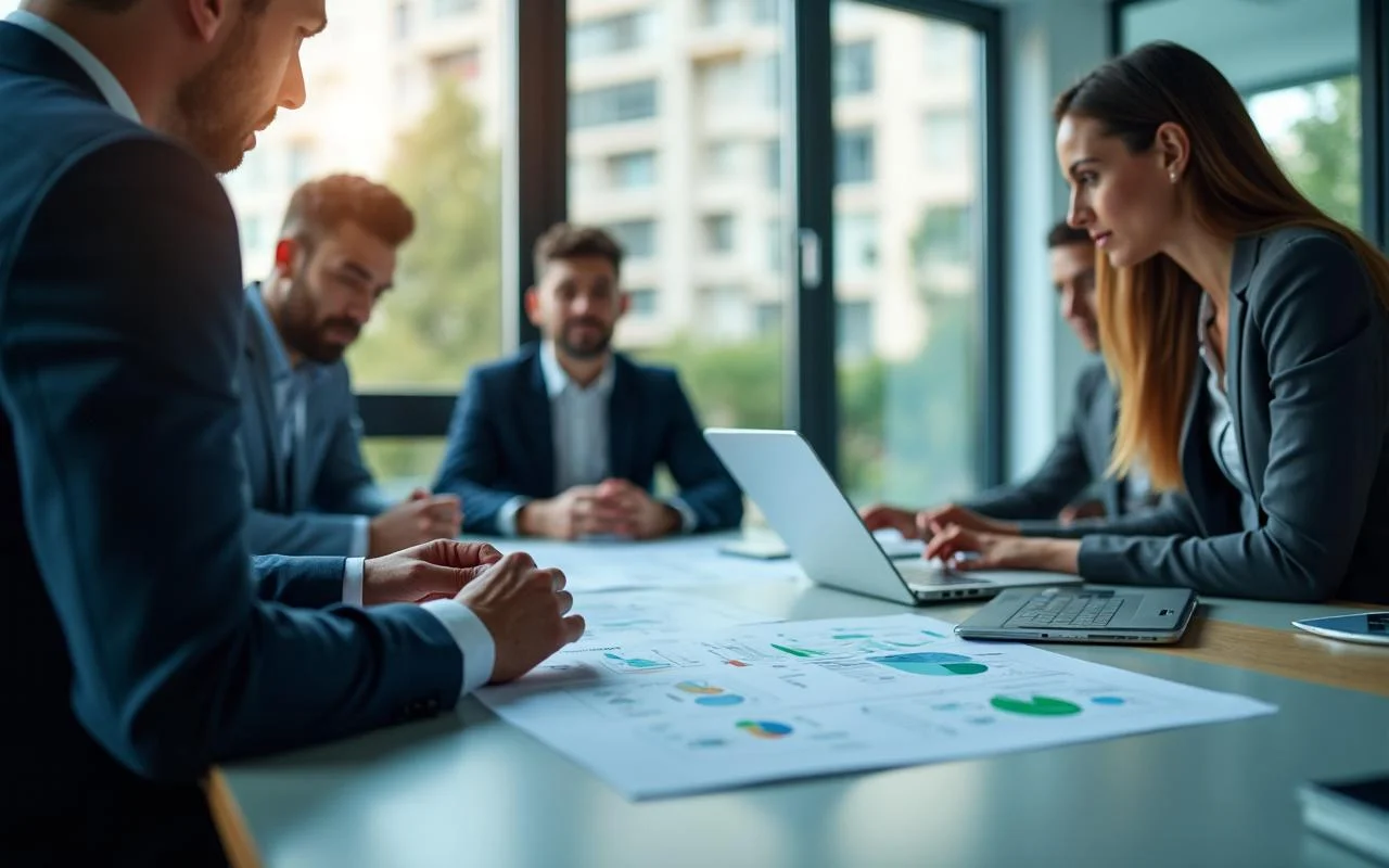 Senior IT consultants discussing strategic technical solutions and digital transformation strategies