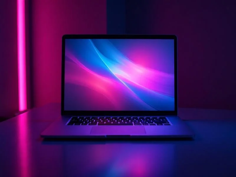 Modern technology in focus – a sleek laptop with colorful lighting, symbolizes the future of IT and digital innovation that TechServices IT delivers to Nordic companies